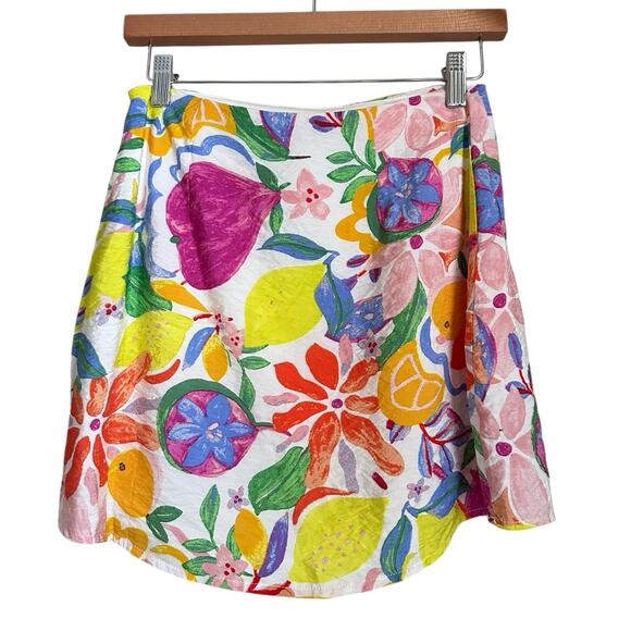 Fore Women S Mini Skirt Floral Fruit Print Vacation Fun Tropical Resort Cruise - Picture 2 of 10
